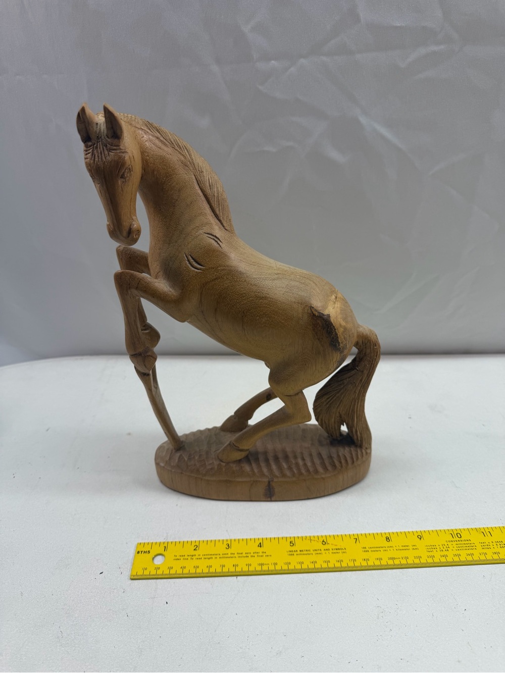 Vintage Hand‑Carved Wooden Horse Sculpture India Folk Art Decor 2 # and 12" Tall